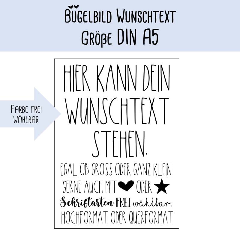 Bügelbild Wunschtext Din A5, Egal Wieviel Text, Schriftarten Frei Wählbar von dasFraeuleinSchick