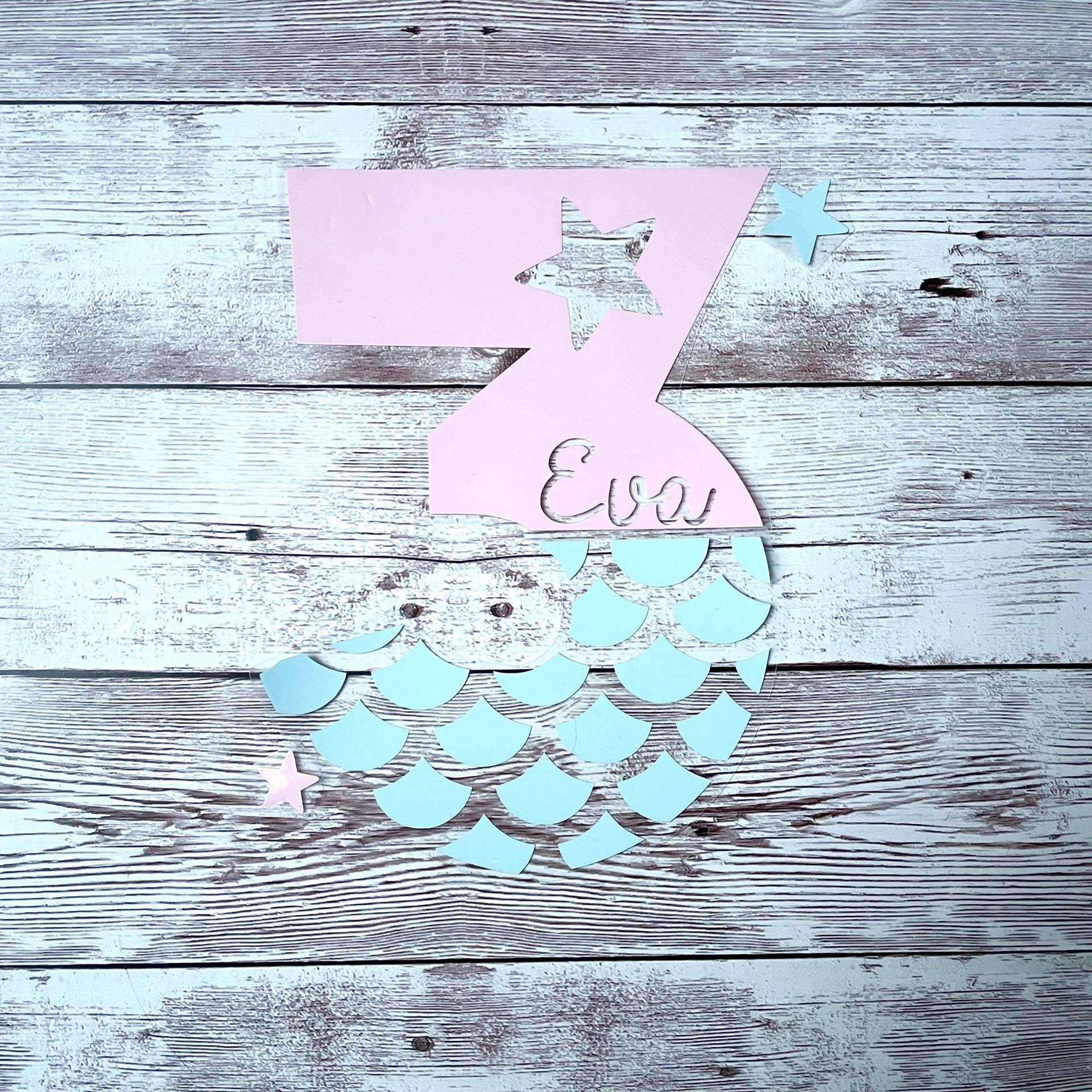 Bügelbild Zahl Geburtstag Meerjungfrau, Personalisiert von dasFraeuleinSchick