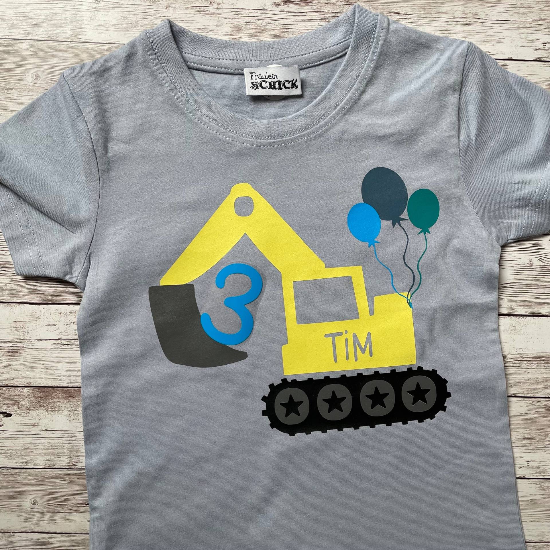 Geburtstagsshirt Bagger, Personalisiert, Shirt Geburtstag Mit Namen von dasFraeuleinSchick