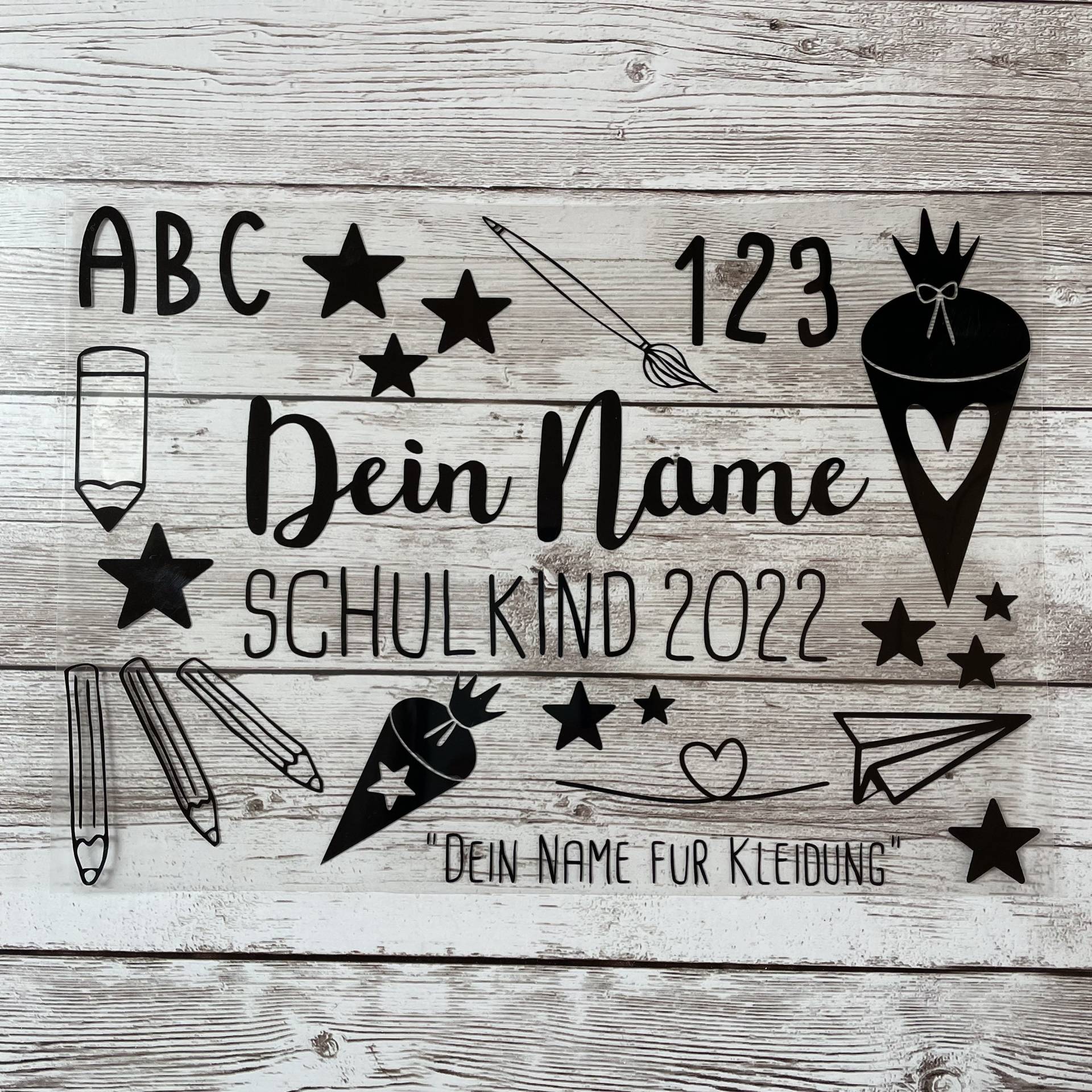 Set Bügelbilder Schulkind, Einschulung, Schultüte, Zuckertüte, 1 Schultag von dasFraeuleinSchick