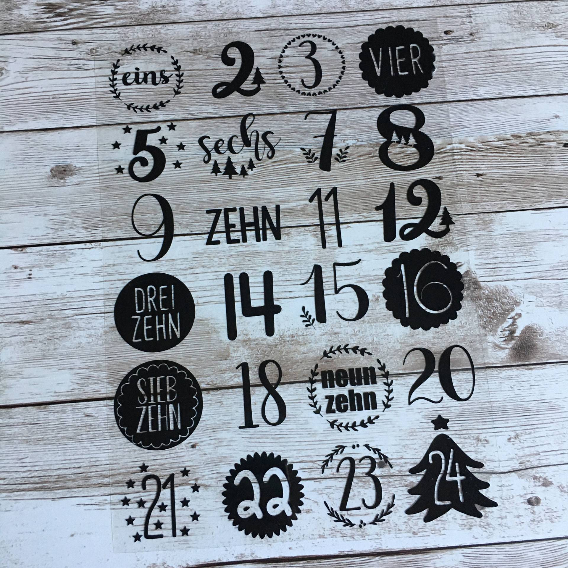 xl Zahlen Adventskalender Zum Aufbügeln, 5 cm, Bügelzahlen 1-24 von dasFraeuleinSchick