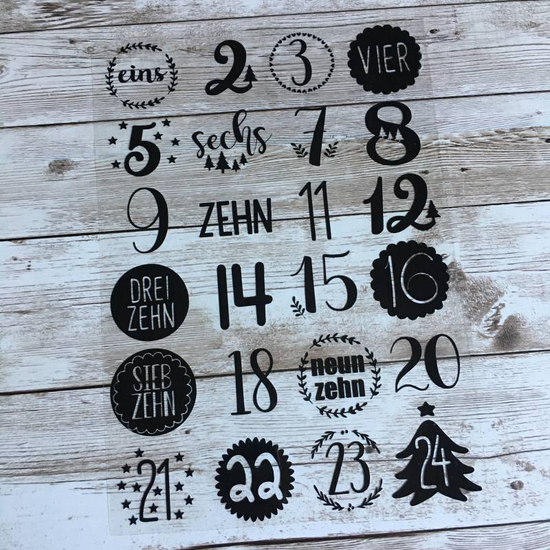 xl Zahlen Adventskalender Zum Aufbügeln, 5 cm, Bügelzahlen 1-24 von dasFraeuleinSchick