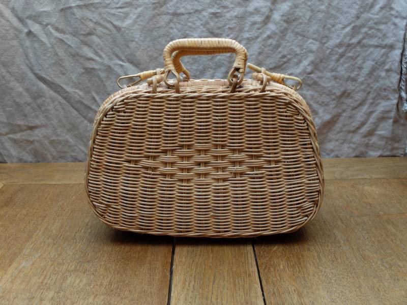 Vintage Picknick Rattan Korb Koffer 70Er 80Er Klein von dasfleissigeFaultier