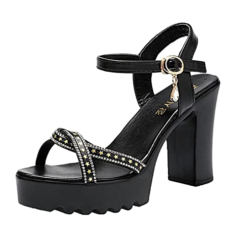 Damen Chunky Heels Atmungsaktive Schnürschuhe Lässige Sandalen Plus Größe Sommerschuhe High Heels Chunky Heels lässige High Heels von dasg