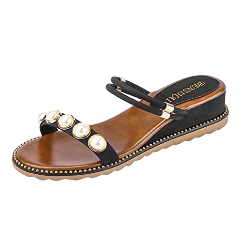 Damen Flache Offene Zehenhausschuhe Damenschuhe Atmungsaktive Keile mit dicken Sohlen Freizeitsandalen Sandalen Sommerschuhe Leichte Bequeme Sandalen mit niedrigem Absatz von dasg