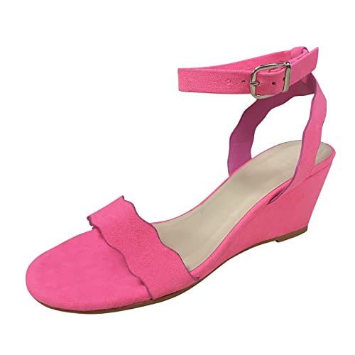 Damen Sommer Schnallenriemen Einfarbig Bequeme Keilschuhe Strand Peep Toe Atmungsaktive Sandalen Kombinieren Sie lässige Sandalen mit Jeans von dasg