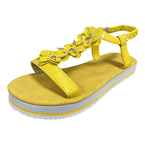 Frauen Sommer Bequeme Flache Gummiband Blumen Schuhe Strand Peep Toe Atmungsaktive Sandalen Freizeitschuhe Sommerschuhe rutschfeste Keilsandalen von dasg