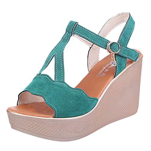 Mode Frühling Sommer Damen Sandalen Strass Peep Toe Plateau Keil High Heels Leichte und Bequeme Sommer Keilsandalen Plateau Damen Sandalen von dasg