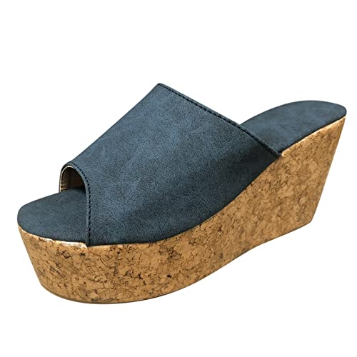 Sommer Damen Sandalen Schuhe Fischmaul Keilabsatz Runde Zehe Casual Style Keilabsatz Roman Einfach Bequem Blockabsatz Party Gut von dasg