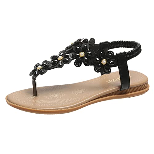 Sommer Frauen Sandalen Bohemian Strass Perlen Ethnische Flache Schuhe 39 Bequeme Elegante Sandalen Strand Sandalen Sexy von dasg