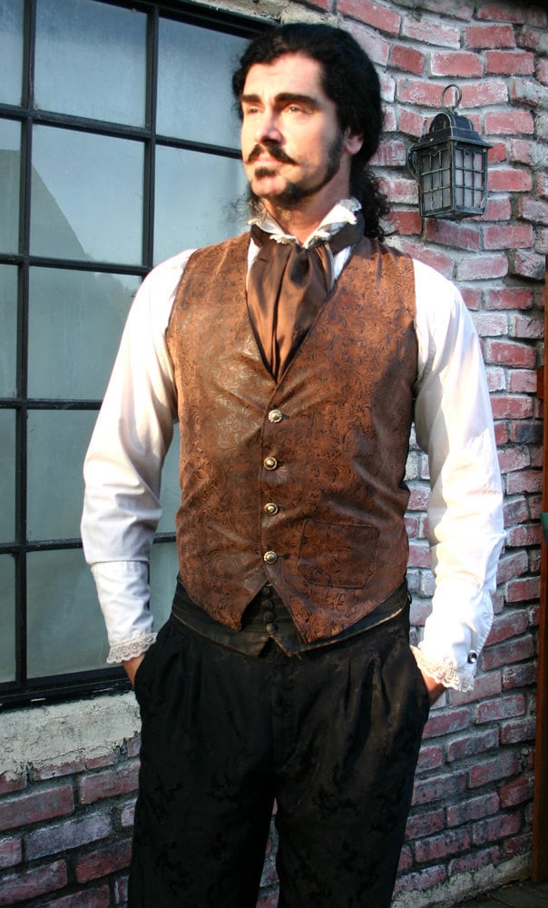 Braun Und Schwarz Werkzeug Kunstleder Herren Steampunk Weste Cravat von dashandbag