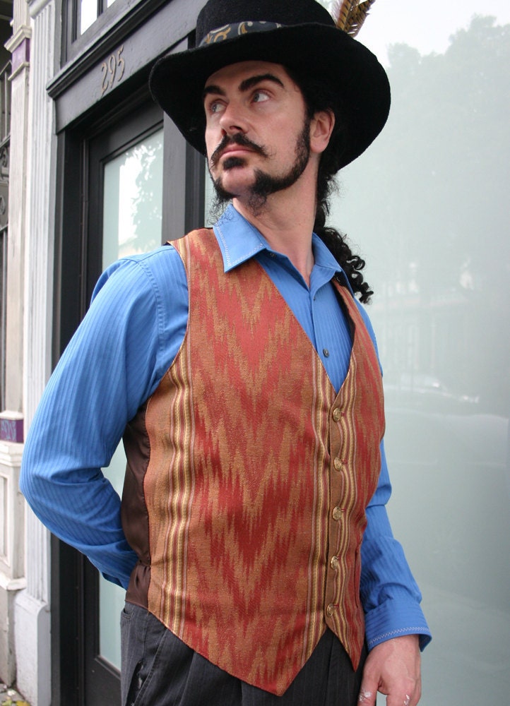 Rot Gold Und Braun Blaze Herren Steampunk Weste von dashandbag