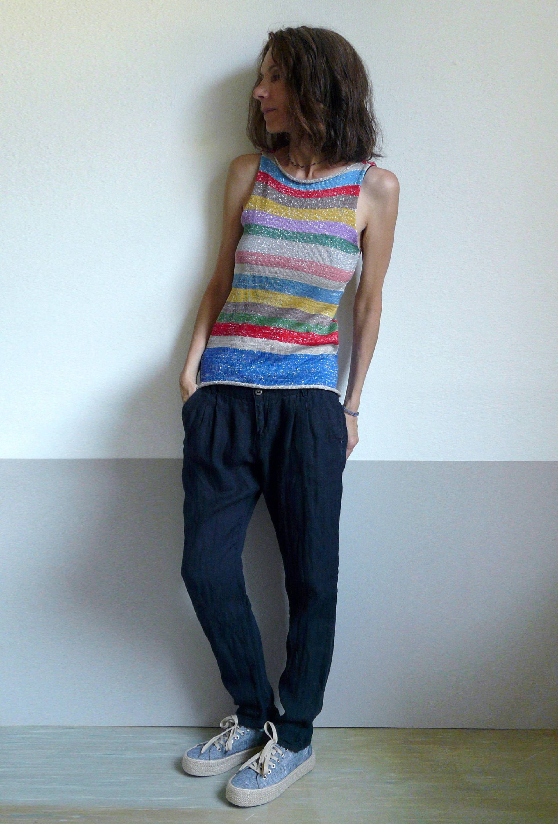 Gestricktes Lurex Top Tank Gestreift von dashazim