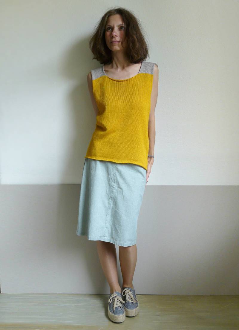 Knabbern Leinen Gelb-Graue Tank Top von dashazim