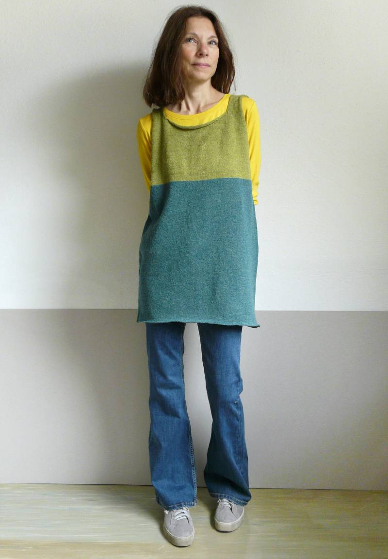 strickfarbe Grün Tunika Wolle, Pullover Weste, Mini Kleid von dashazim
