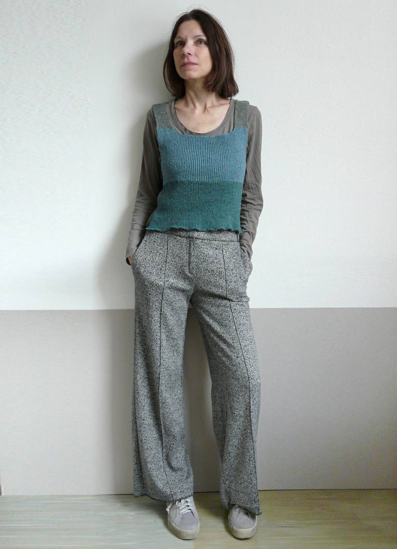 strickweste Farbblock Grün Grau Blau Wolle -Auf Bestellung von dashazim