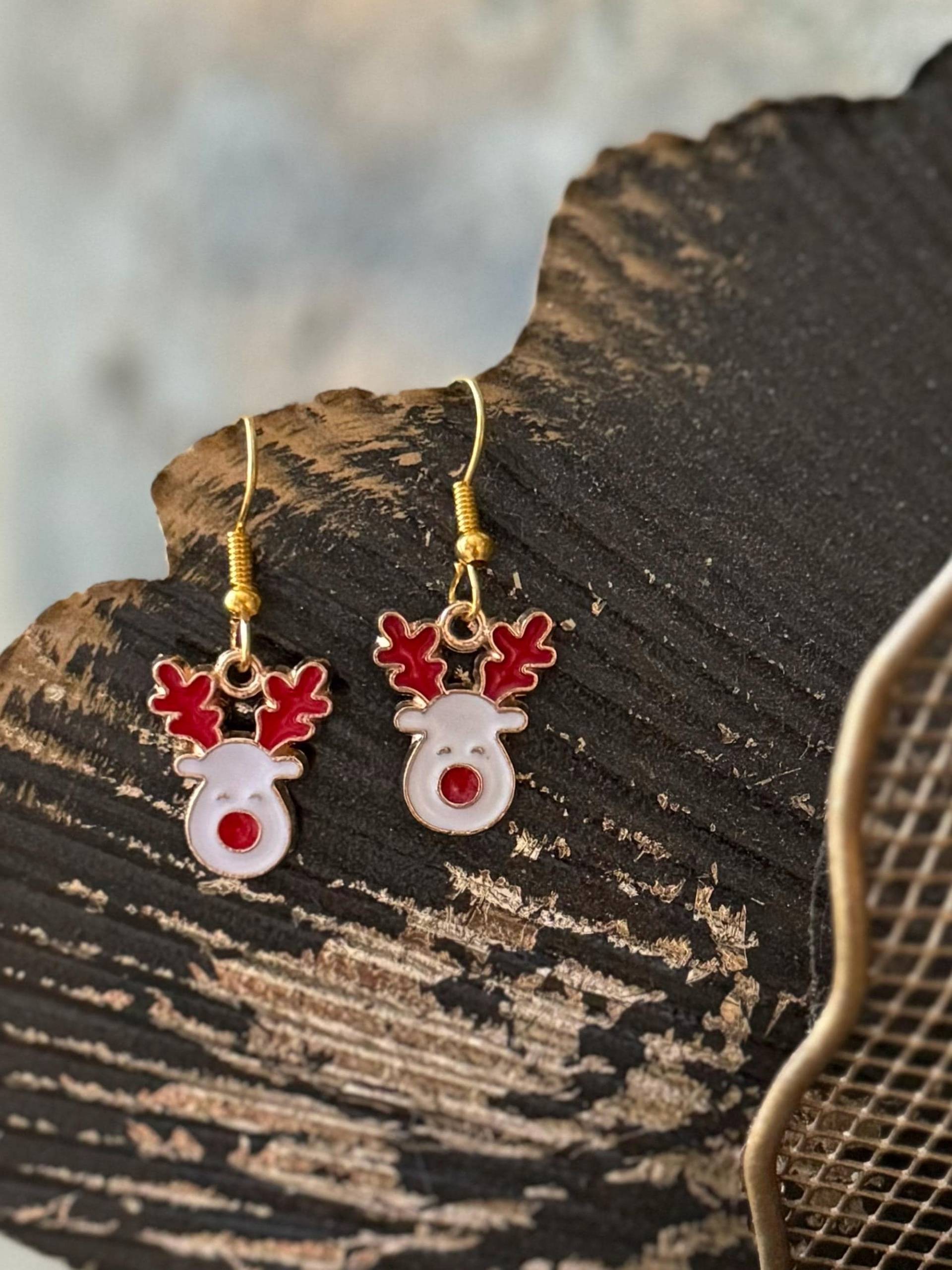 Lustige Weihnachtsohrringe Rentier Ohrhänger Modeschmuck Geschenkidee von dasspatzennest