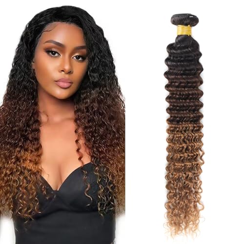 Datanala Haarverlängerung, brasilianisches Echthaar, Güteklasse 12A, 100 % unverarbeitet, tiefes lockiges Echthaar, 1 Bündel T1B/4/30 für Damen, 50,8 cm Datanala Haarverlängerung, brasilianisches Echthaar, Güteklasse 12A, 100 % unverarbeitet, tiefes lockiges Echthaar, 1 Bündel T1B/4/30 für Damen, 50,8 cm von datanala