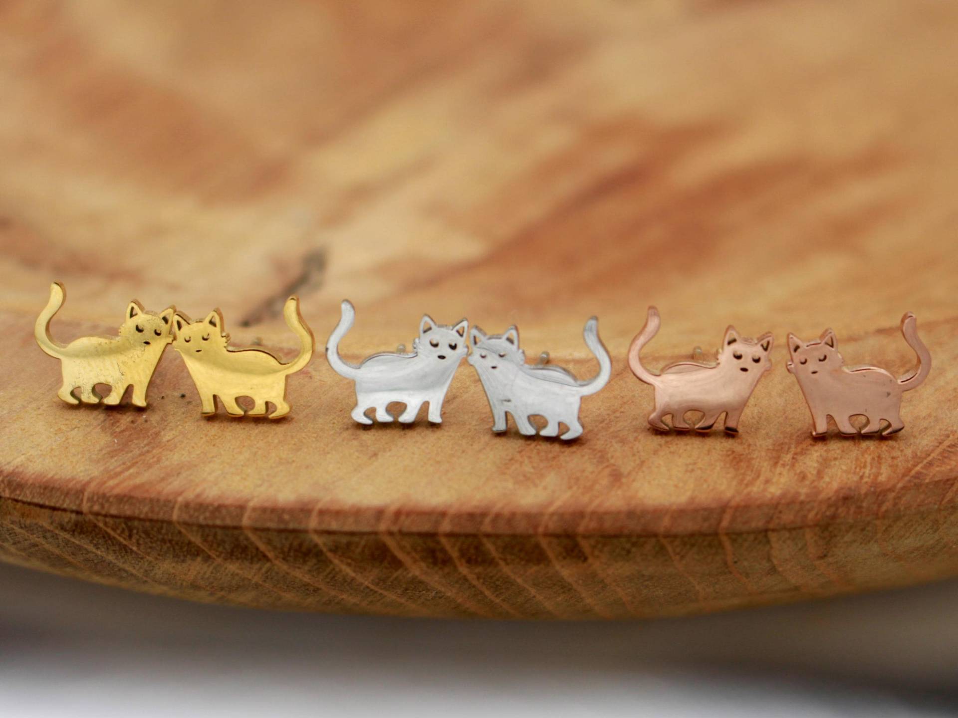 Katzen Ohrstecker Edelstahl - Farbauswahl Tiermotiv Schmuck Damen Geschenk Für Katzenfans von davaleriaShop