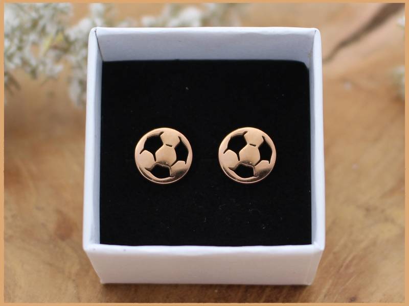 Ohrstecker Fußball Roségold - Edelstahl Ohrringe Für Sportfans Geschenk Männer & Frauen von davaleriaShop