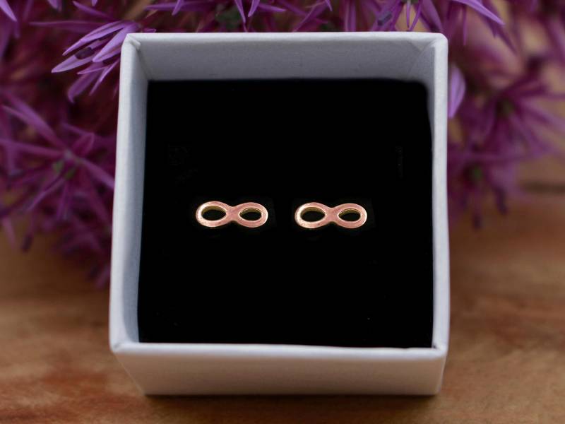 Infinity Ohrstecker Roségold - Unendlichkeitssymbol Schmuck Damen Geschenkidee Weihnachten & Liebe Handmade Ohrringe von davaleriaShop
