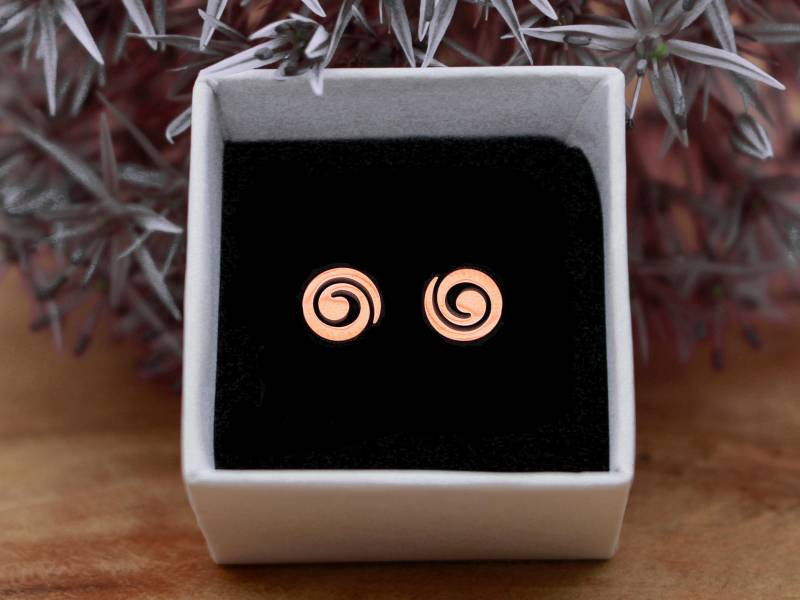 Ohrstecker Spirale Kreisförmig Rose Roségold von davaleriaShop