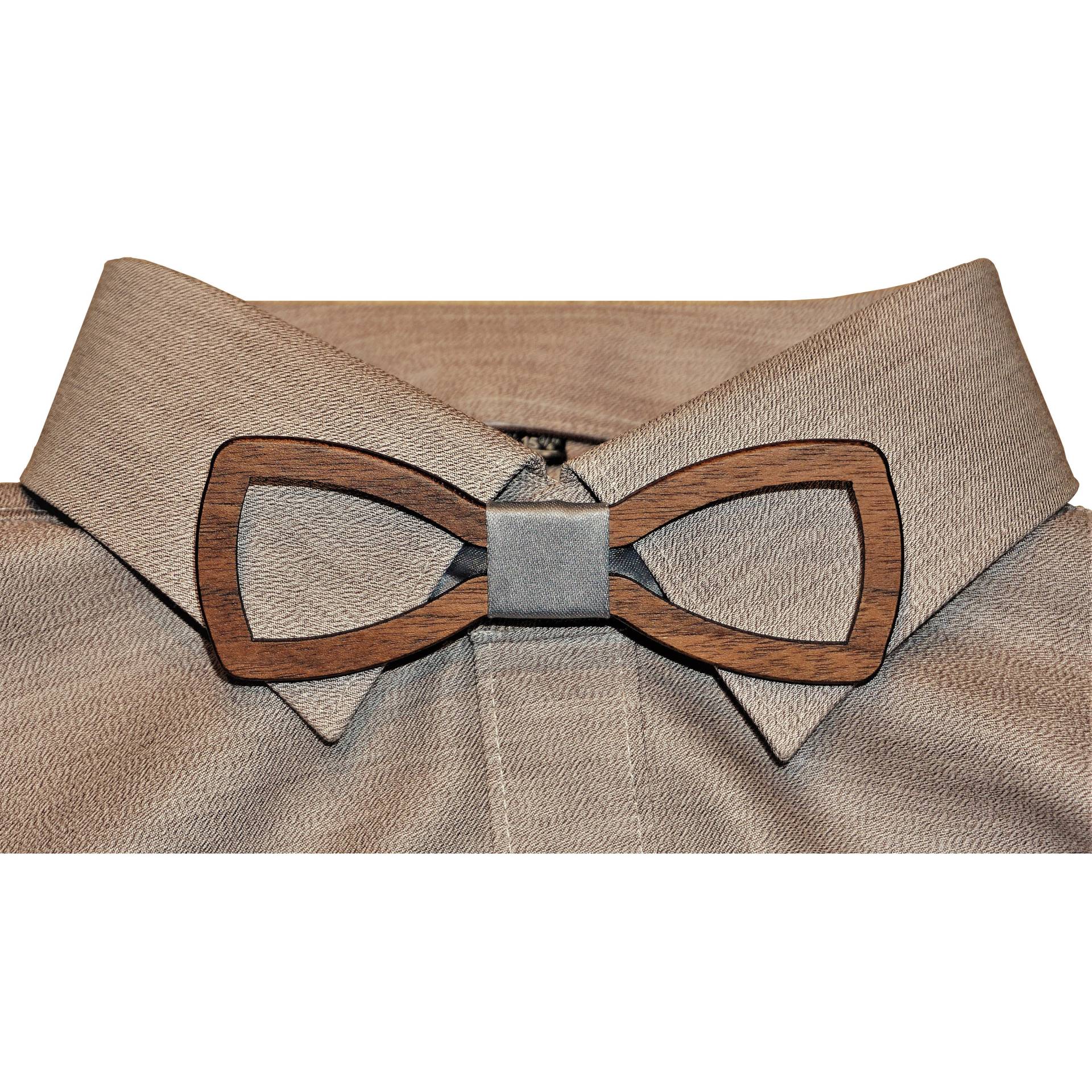 Holzfliege Für Männer Herren-Fliege Mit Ausschnitt Und Elegantem Stoffband Grau Handgefertigt Shabby Chic Querbinder Bräutigam Hochzeit von davesredesign