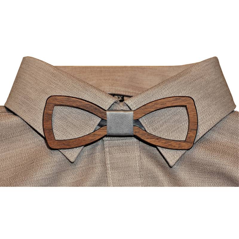 Holzfliege Für Männer Herren-Fliege Mit Ausschnitt Und Elegantem Stoffband Grau Handgefertigt Shabby Chic Querbinder Bräutigam Hochzeit von davesredesign