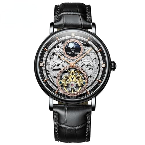 DAXIAOYU Automatische mechanische Herren-Armbanduhr, hohl, wasserdicht, Business-Stil, Mode-Stil, Edelstahl, Schwarz, Luxuriös von daxiaoyu