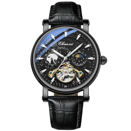 DAXIAOYU Herren-Armbanduhr, automatisch, mechanisch, Tourbillon-Uhr, luxuriös, wasserdicht, leuchtend, Chronograph, Schwarz, Business von daxiaoyu