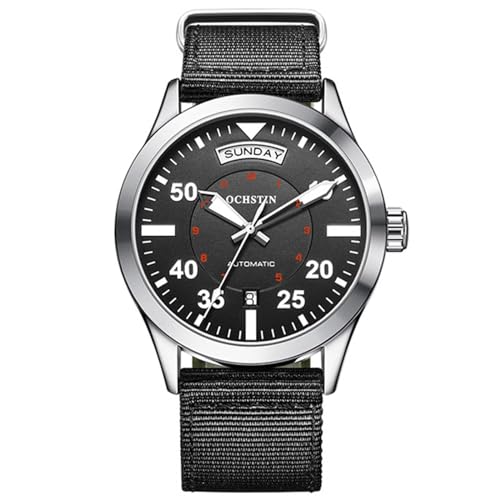 DAXIAOYU Herren-Armbanduhr, modisch, Automatikuhr für Herren, analog, Datumsanzeige, Business-mechanische Uhren, wasserdicht, lässiges Nylonband, Schwarz von daxiaoyu