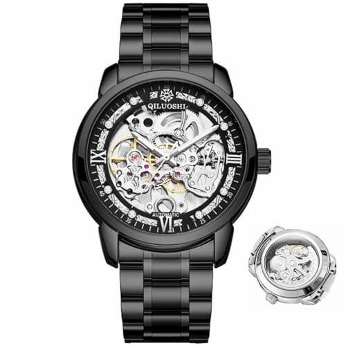 DAXIAOYU Hohles Skelett-Zifferblatt, automatische mechanische Armbanduhr, Herren, Business, wasserdicht, leuchtende Uhren, luxuriös, klassisch, leuchtend, Schwarz, Luxuriös von daxiaoyu