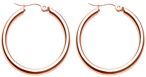 day.berlin Damen Creolen Circle in Rosegold Ohrringe rund (2Stck.) 316L Edelstahl 3cm Durchmesser, 3mm stark, 18k vergoldet für Frauen von day berlin