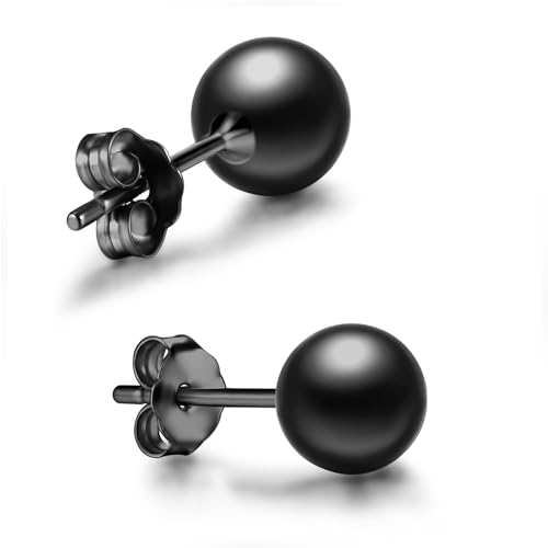 day.berlin 925 Silber Kugel Ohrstecker in Schwarz, runde Damen Ohrringe, 6mm Durchmesser rhodiniert mit Anlaufschutz, Ball Studs nickelfrei und wasserfest day.berlin 925 Silber Kugel Ohrstecker in Schwarz, runde Damen Ohrringe, 6mm Durchmesser rhodiniert mit Anlaufschutz, Ball Studs nickelfrei und wasserfest von day berlin