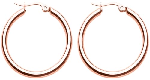 day.berlin Damen Creolen Circle in Rosegold 18k vergoldet, 30mm Ohrringe rund aus 316L Edelstahl, 3cm Durchmesser 2mm stark, nickefrei und wasserfest von day berlin
