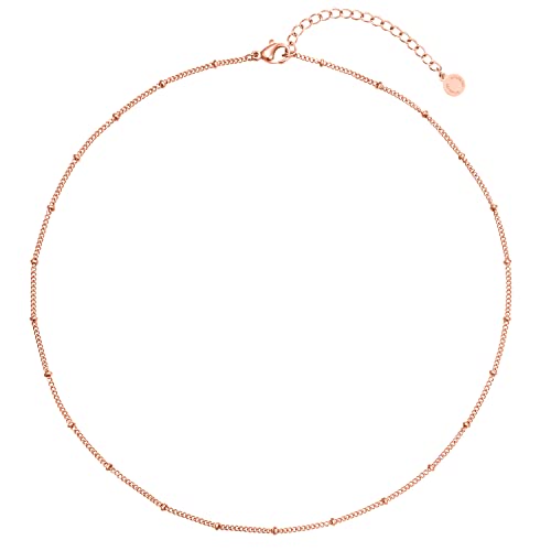 day.berlin Filigrane Damen Halskette Point in Rosegold 18k vergoldet, 40cm + 5cm variable Länge mit kleinen Kugeln, 316L Edelstahl Kette, nickelfrei & wasserfest day.berlin Filigrane Damen Halskette Point in Rosegold 18k vergoldet, 40cm + 5cm variable Länge mit kleinen Kugeln, 316L Edelstahl Kette, nickelfrei & wasserfest von day berlin