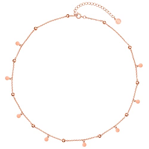 day.berlin Halskette Sun in Rosegold 18k vergoldet, 40+5cm variable Länge mit Plättchen und Kugeln, filigrane 316L Edelstahl Kette, nickelfrei & wasserfest für Damen day.berlin Halskette Sun in Rosegold 18k vergoldet, 40+5cm variable Länge mit Plättchen und Kugeln, filigrane 316L Edelstahl Kette, nickelfrei & wasserfest für Damen von day berlin
