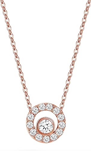 day.berlin Damen Halskette Cara in Rosegold, 18k vergoldet mit Zirkonia Kristall Anhänger (10mm), 45+5cm variable Länge, feine 316L Edelstahl Kette, nickelfrei und wasserfest von day berlin