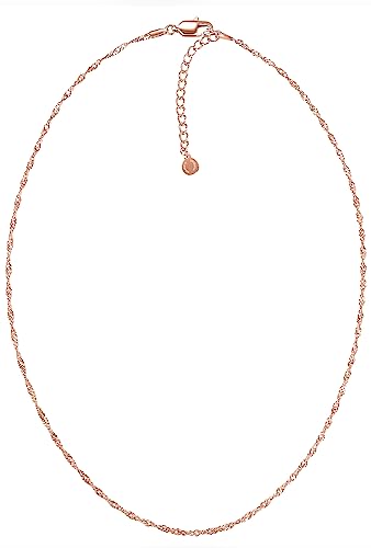 day.berlin Damen Halskette Twist in Rosegold 18k vergoldet, filigrane Kette gedreht ohne Anhänger 40cm + 5cm, variable Länge aus 316L Edelstahl, nickelfrei & wasserfest von day berlin