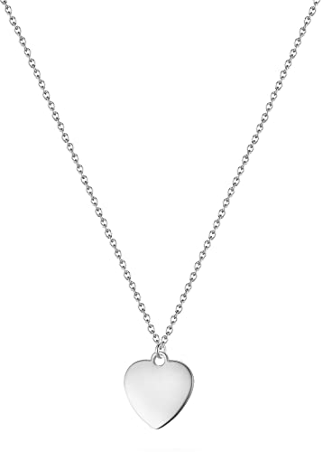 Damen Herzkette Love in Silber, Halskette 45+5cm, variable Länge mit Anhänger Herz (15x15mm), Kette aus Premium 316L Edelstahl, nickelfrei und wasserfest von day berlin