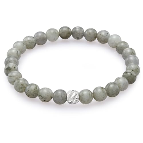 day.berlin Damen Perlenarmband Neo, Labradorit Naturstein Armband mit 6mm Edelsteinen, flexibles Zugband 17cm lang, handgeknüpft mit Strass Perle day.berlin Damen Perlenarmband Neo, Labradorit Naturstein Armband mit 6mm Edelsteinen, flexibles Zugband 17cm lang, handgeknüpft mit Strass Perle von day berlin