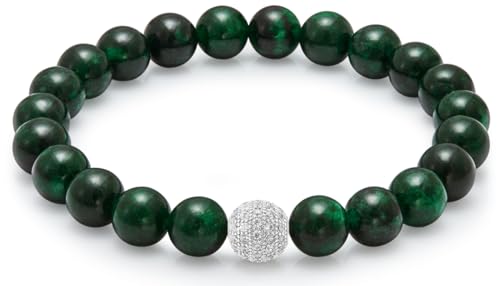 day.berlin Premium Jade Perlenarmband, Damen Naturstein Armband mit echten 8mm Edelsteinen, flexibles Zugband 18cm lang, handgeknüpft mit Pave Zirkonia Perle, versilbert day.berlin Premium Jade Perlenarmband, Damen Naturstein Armband mit echten 8mm Edelsteinen, flexibles Zugband 18cm lang, handgeknüpft mit Pave Zirkonia Perle, versilbert von day berlin