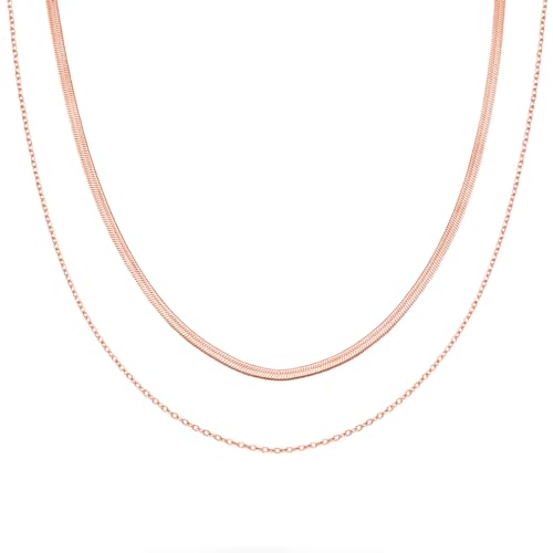 day.berlin Halskette Monti in Rosegold 18k vergoldet, Layering Kette 39+42cm Länge + 5cm Verlängerungskettchen, 316L Edelstahl, nickelfrei & wasserfest für Damen von day berlin