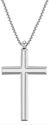 day.berlin Herren Kreuzkette in Silber, Halskette 60cm lang mit Kreuz Anhänger (35x21mm) stabile Venezianer Kette aus 316L Edelstahl, nickelfrei und wasserfest von day berlin