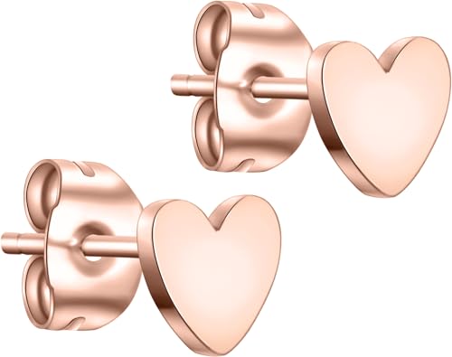 day.berlin Kleine Herz Ohrstecker in Rosegold 18k vergoldet, 6mm Durchmesser, Damen Ohrringe aus 316L Edelstahl, nickelfrei und wasserfest von day berlin