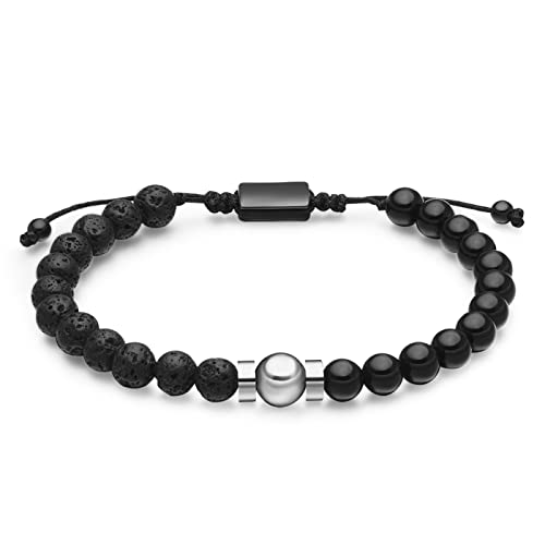 day.berlin Lavastein Onyx Perlenarmband in Schwarz für Herren, Naturstein Armband mit 6mm Edelsteinen, 18-27cm flexible Länge, Handgemacht für Männer day.berlin Lavastein Onyx Perlenarmband in Schwarz für Herren, Naturstein Armband mit 6mm Edelsteinen, 18-27cm flexible Länge, Handgemacht für Männer von day berlin