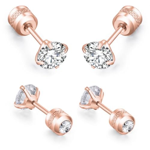 day.berlin Ohrstecker Damen 4er Set in Rosegold Ohrring mit Zirkonia Diamant Kristallen 3mm & 4mm Durchmesser, Edelstahl 18k Rose vergoldet für Frauen und Herren day.berlin Ohrstecker Damen 4er Set in Rosegold Ohrring mit Zirkonia Diamant Kristallen 3mm & 4mm Durchmesser, Edelstahl 18k Rose vergoldet für Frauen und Herren von day berlin