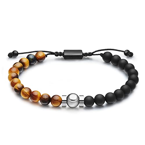 day.berlin Tigerauge Onyx Perlenarmband in light Braun Schwarz für Herren, Naturstein Armband mit 6mm Edelsteinen, 18-27cm flexible Länge, Handgemacht für Männer day.berlin Tigerauge Onyx Perlenarmband in light Braun Schwarz für Herren, Naturstein Armband mit 6mm Edelsteinen, 18-27cm flexible Länge, Handgemacht für Männer von day berlin