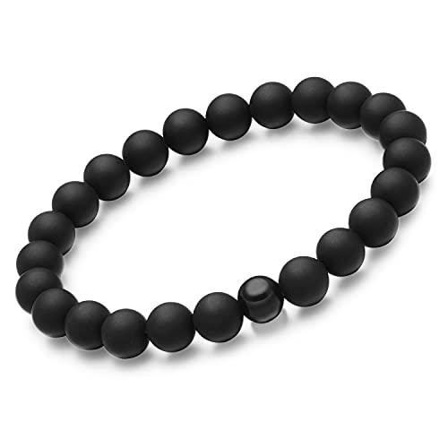 day.berlin Onyx Perlenarmband Herren in Schwarz, Naturstein Armband mit echten 8mm Edelsteinen, 19cm lang mit flexiblem Zugband & 316L Edelstahl Perle, Handgemacht für Männer von day berlin