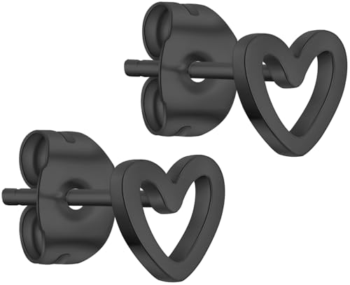 day.berlin kleine Herz Ohrstecker in Schwarz, 6mm Durchmesser, Damen Ohrringe aus 316L Edelstahl, nickelfrei und wasserfest day.berlin kleine Herz Ohrstecker in Schwarz, 6mm Durchmesser, Damen Ohrringe aus 316L Edelstahl, nickelfrei und wasserfest von day berlin